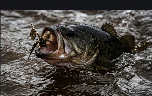 Bass caught on spinnerbait in muddy water